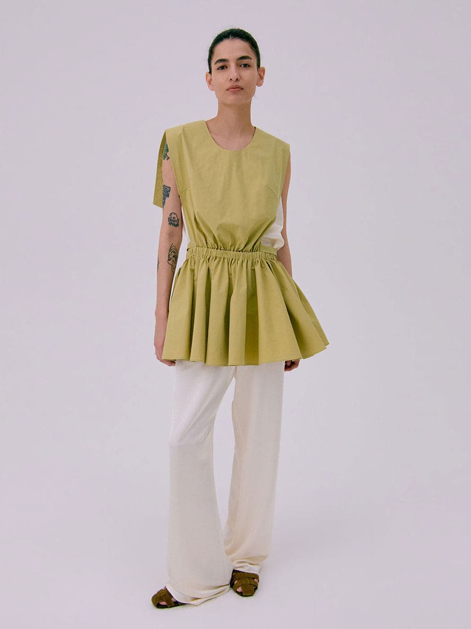 Sailor Collar Layered Top — Olive — vue 6