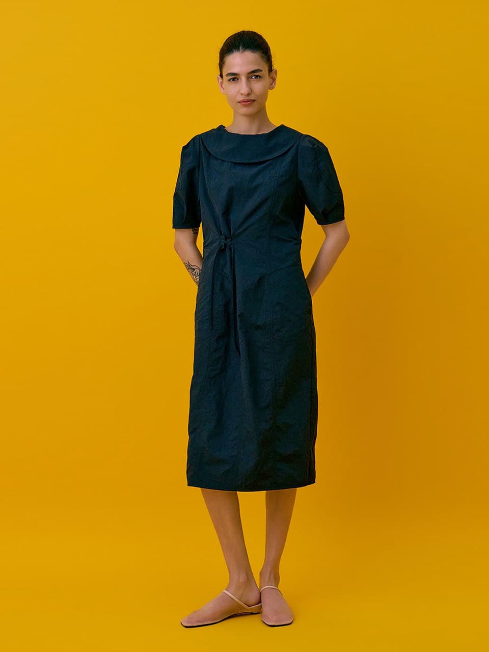 Puff sleeve dress — Dark Navy