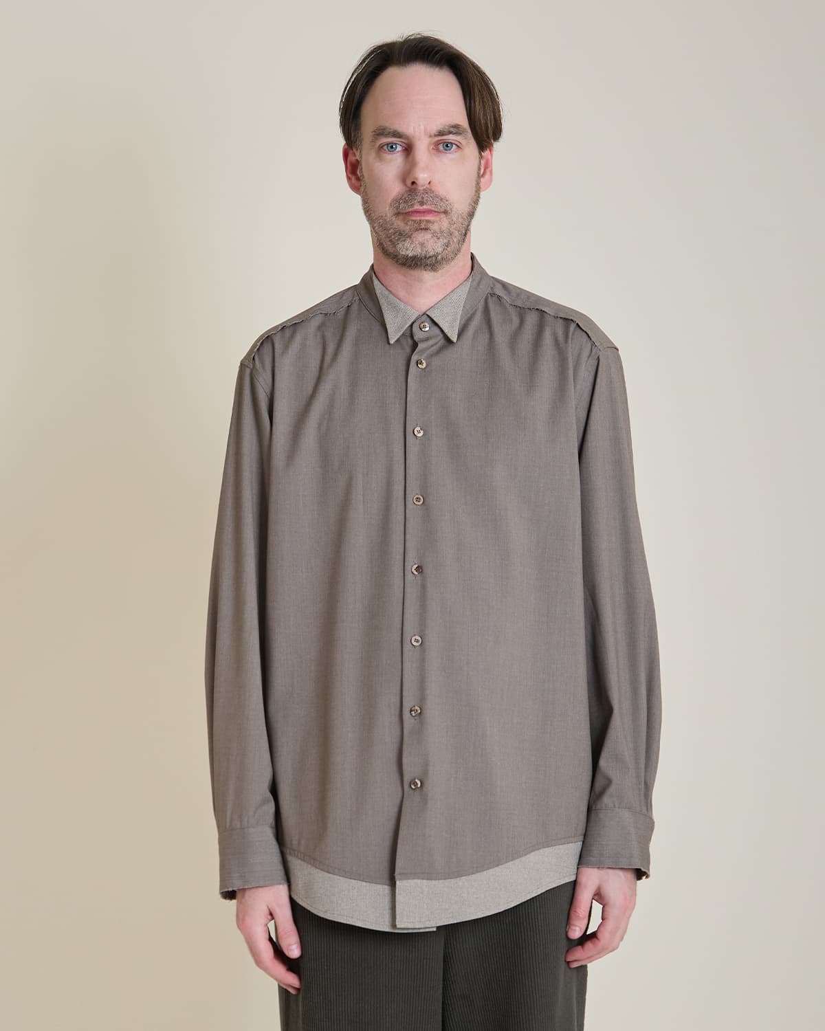 Wing-Tip Collar Shirt (brown)