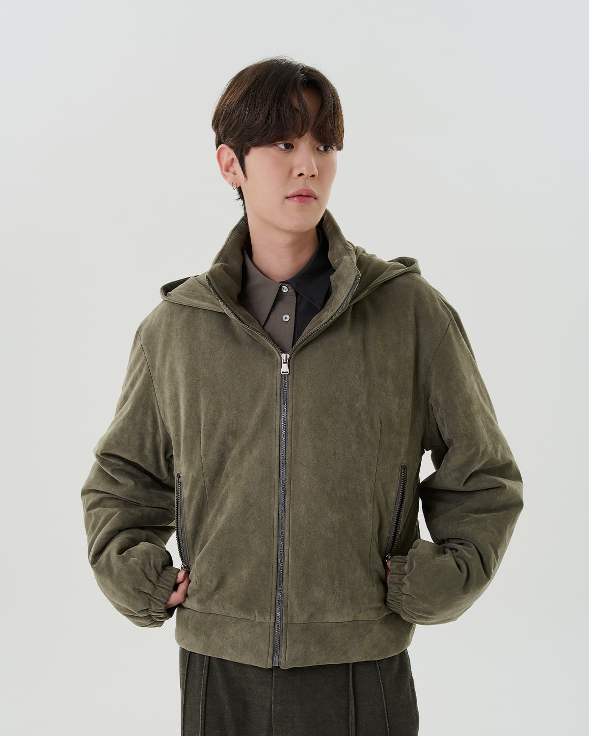 Short Suede Padding (olive) — vue 4