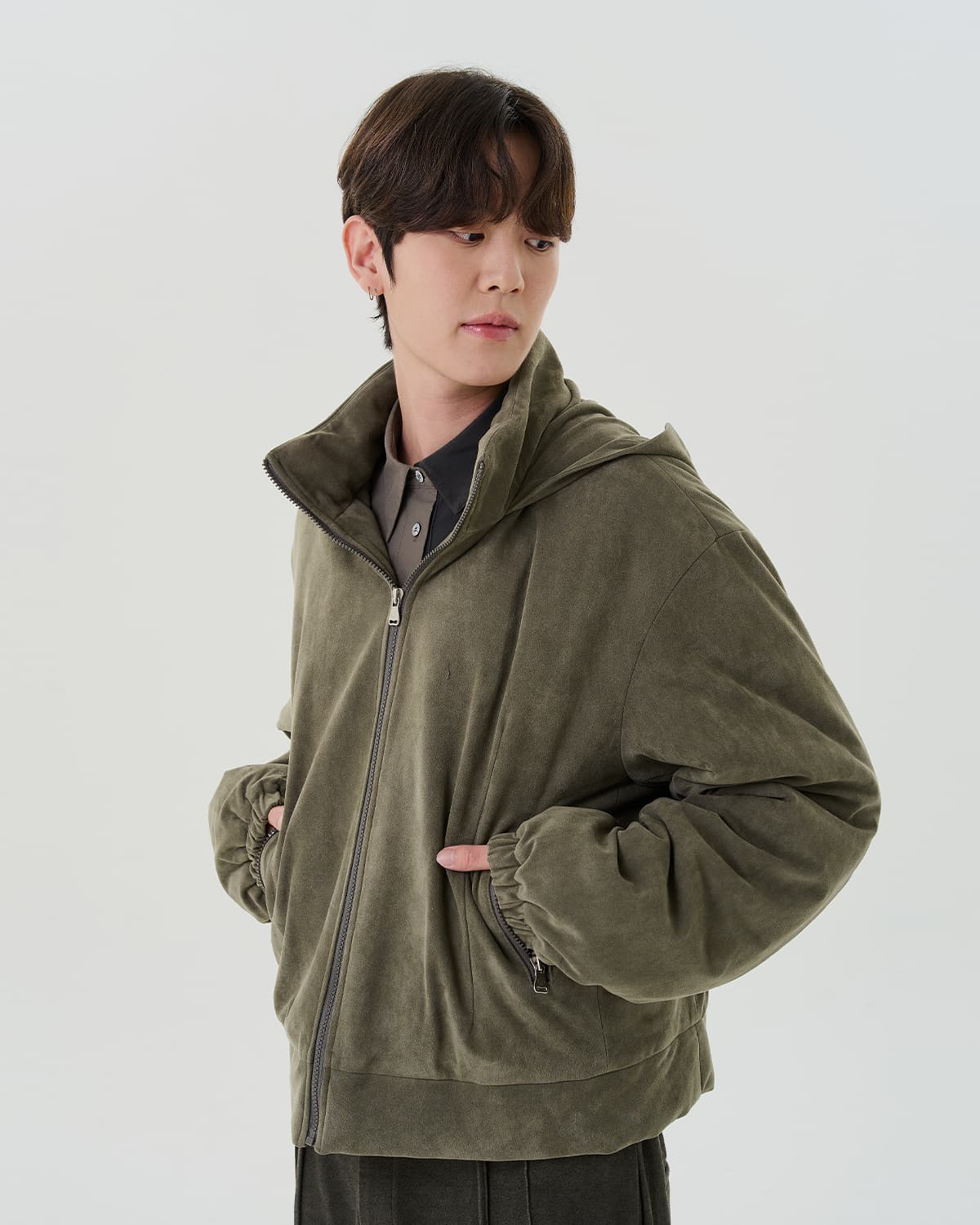 Short Suede Padding (olive) — vue 5