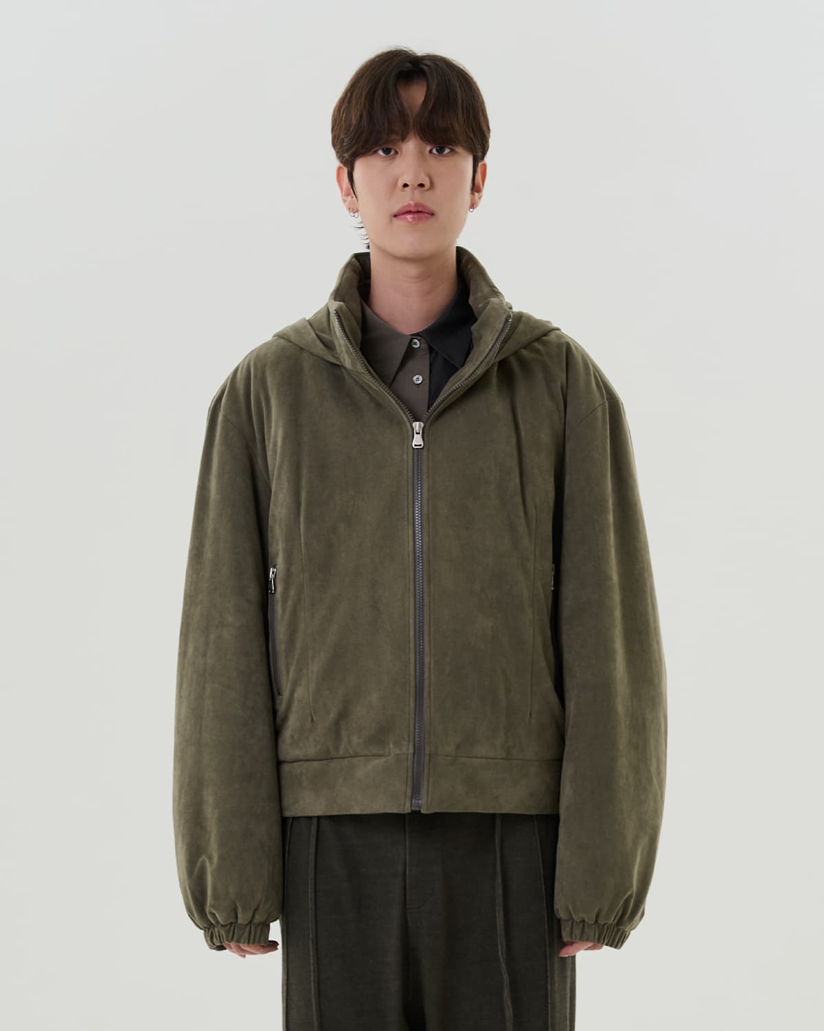 Short Suede Padding (olive)