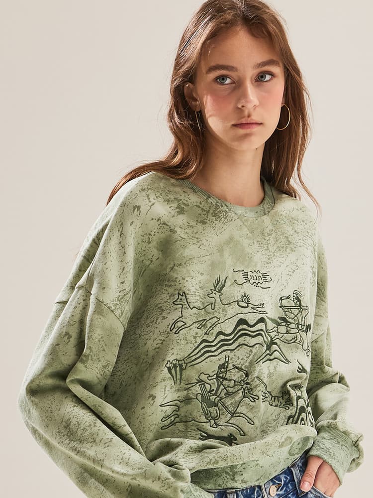 Royal Hunting Scene Sweatshirt (Khaki) — vue 4