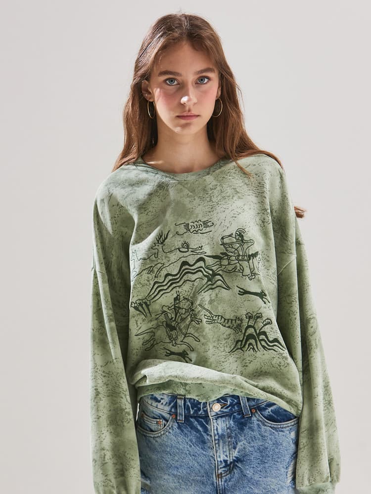 Royal Hunting Scene Sweatshirt (Khaki) — vue 7