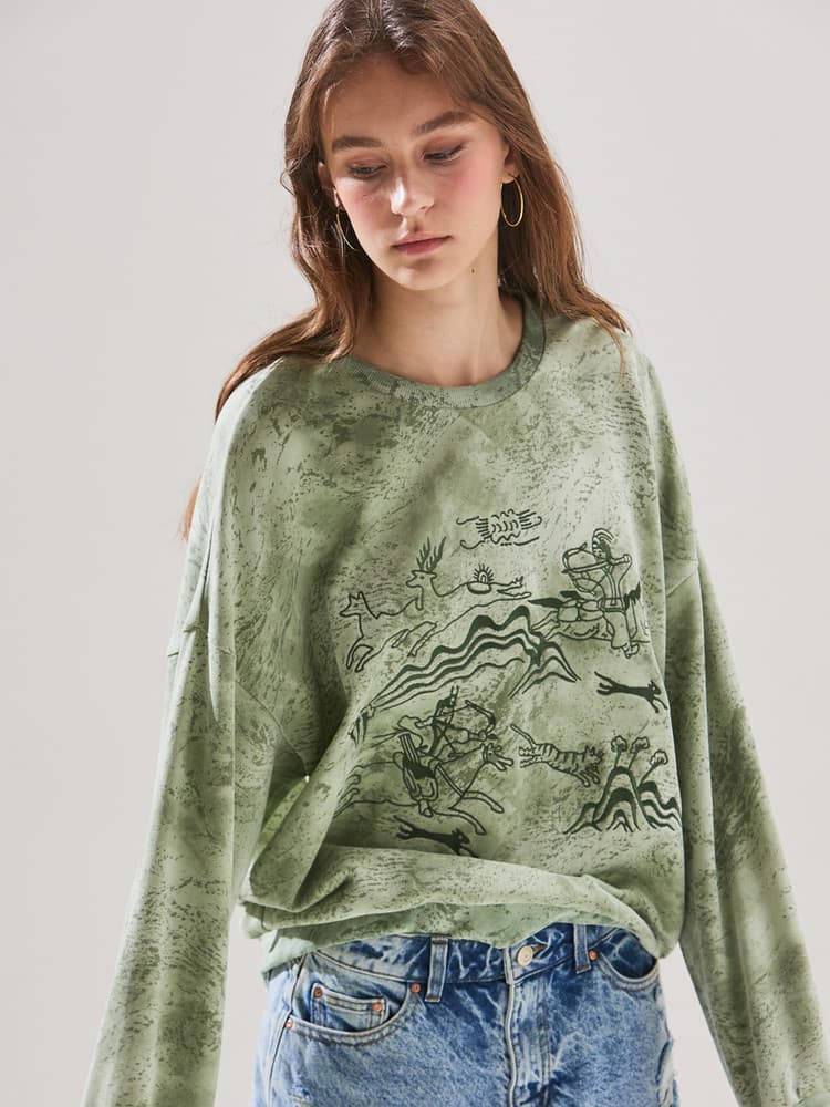 Royal Hunting Scene Sweatshirt (Khaki) — vue 8