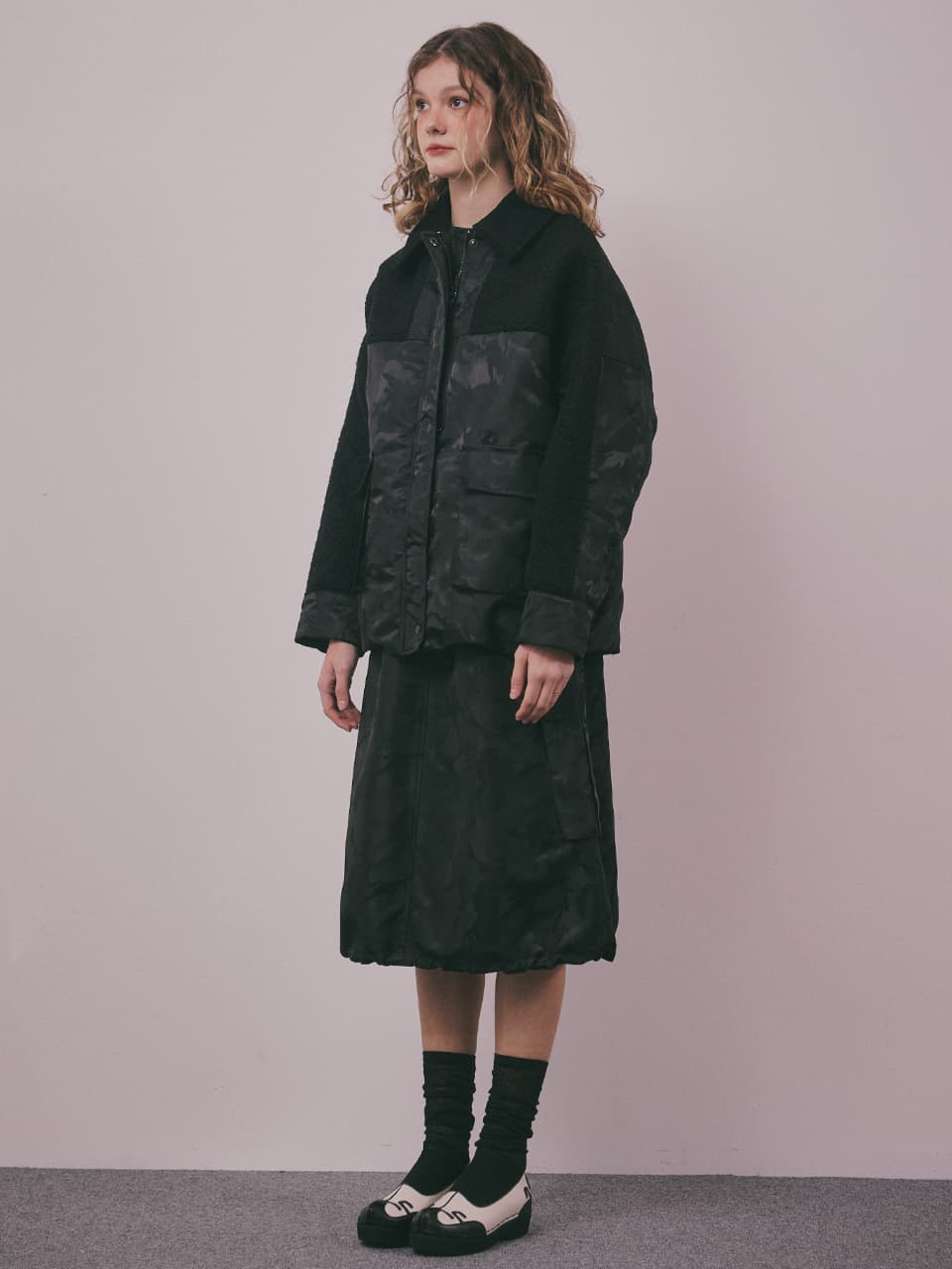 Wool Camouflage Padded Jacket (Black) — vue 10
