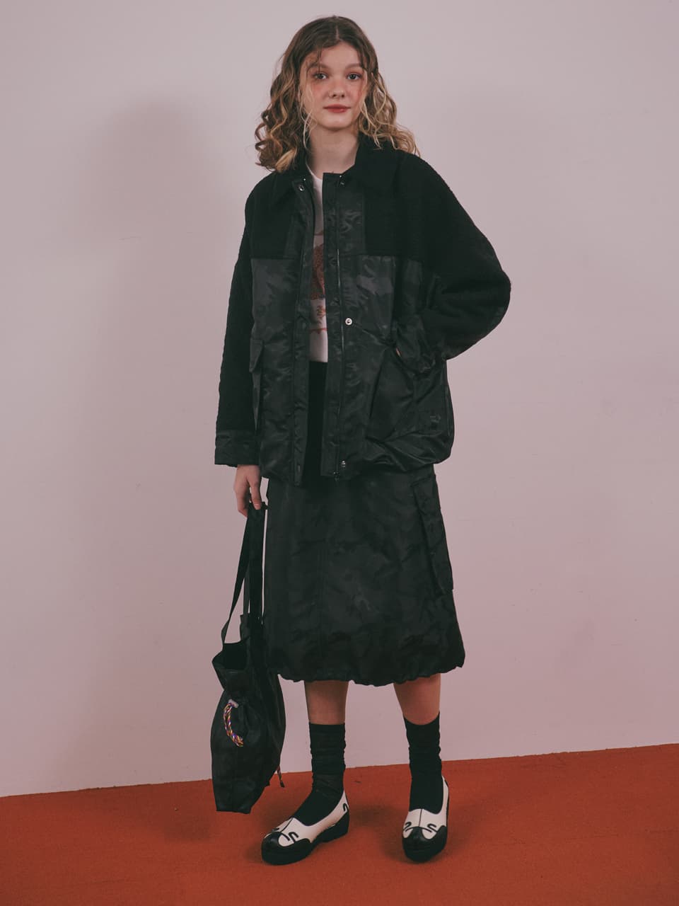 Wool Camouflage Padded Jacket (Black) — vue 13