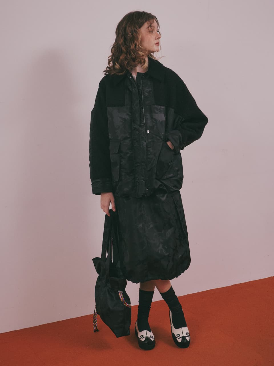 Wool Camouflage Padded Jacket (Black) — vue 14