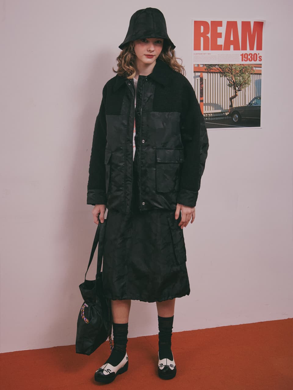 Wool Camouflage Padded Jacket (Black) — vue 22