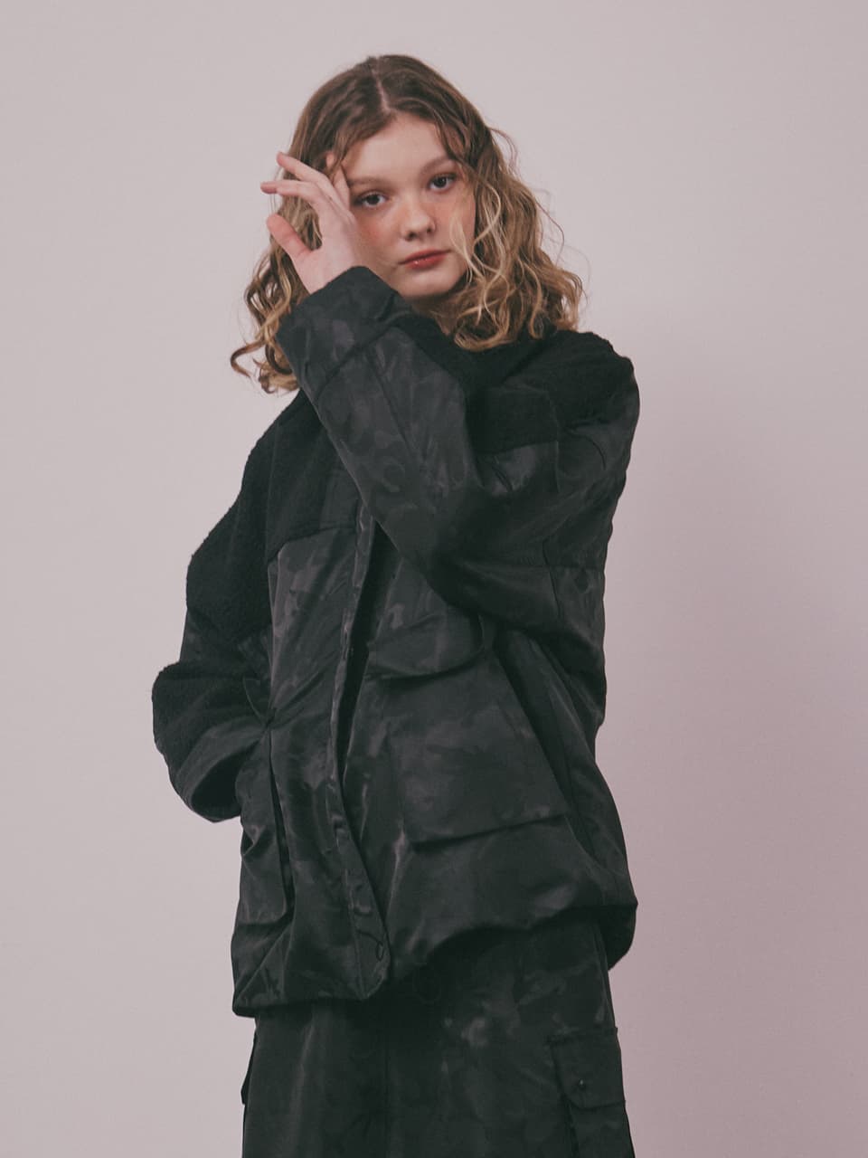 Wool Camouflage Padded Jacket (Black) — vue 6