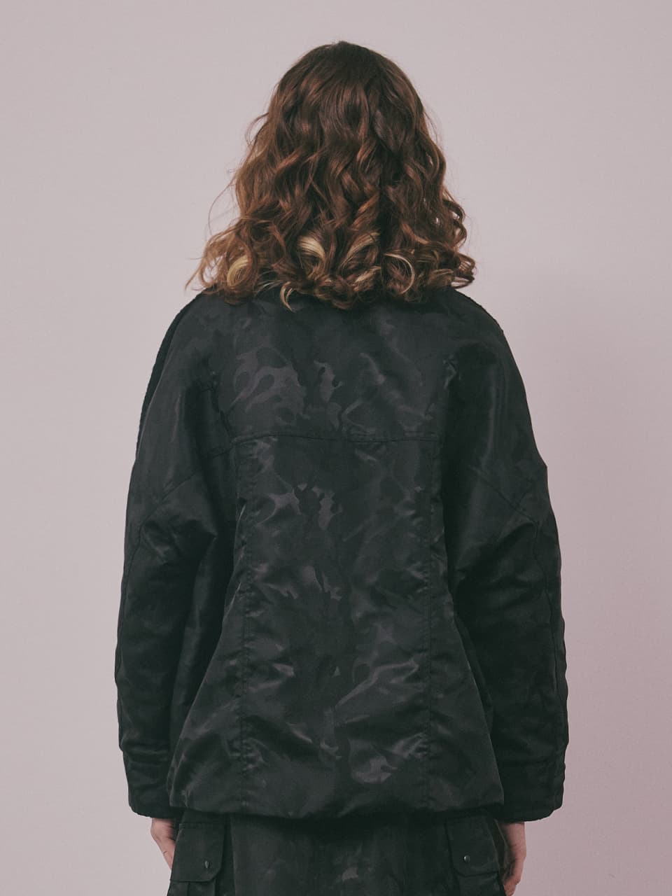 Wool Camouflage Padded Jacket (Black) — vue 9