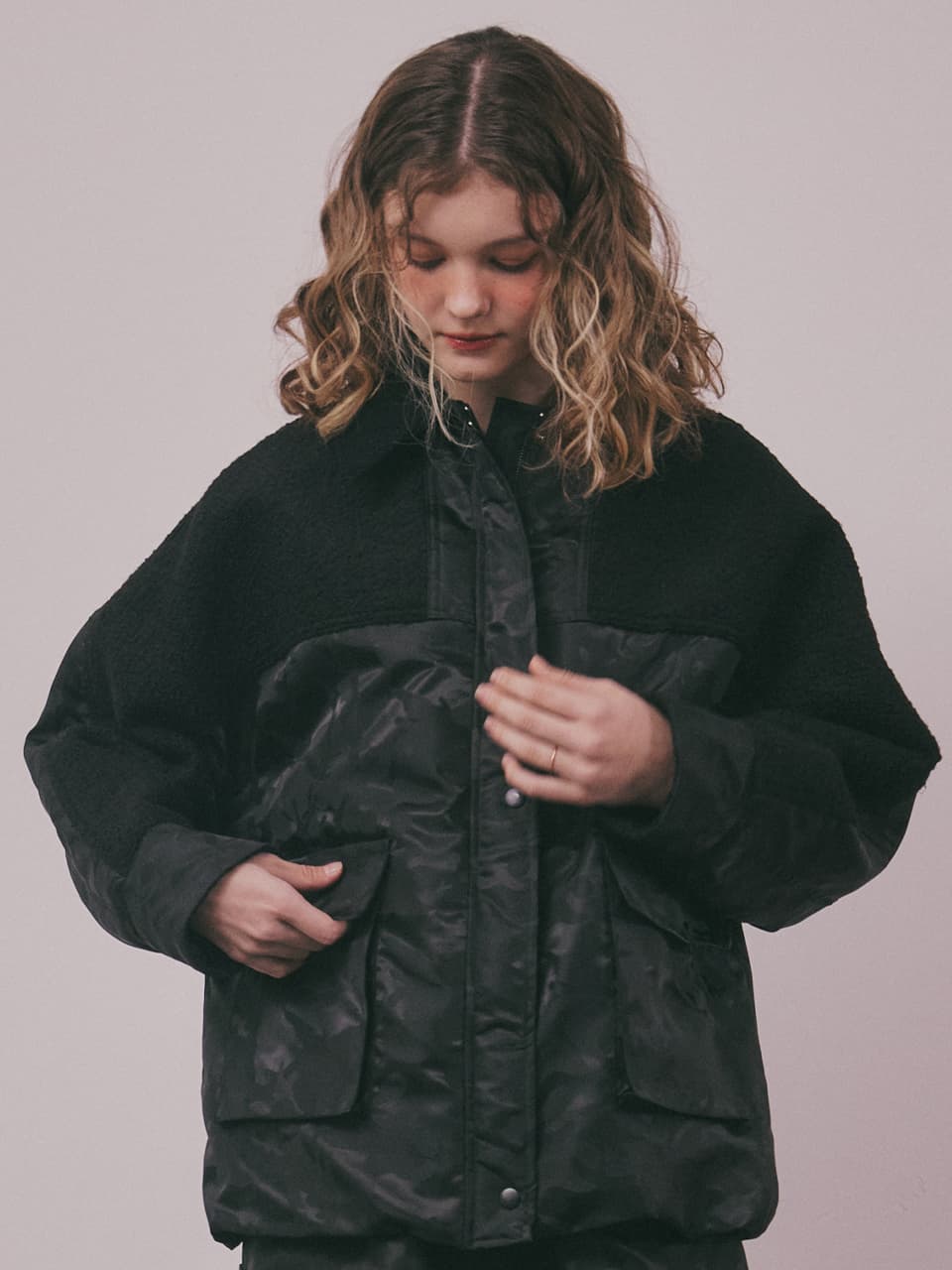 Wool Camouflage Padded Jacket (Black)