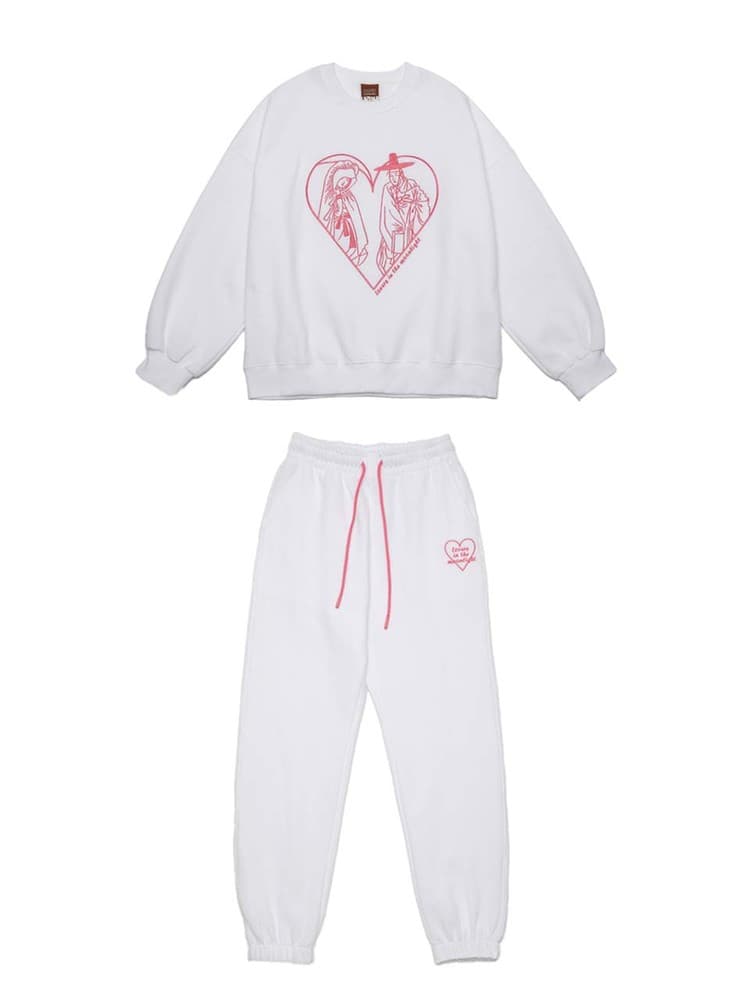 Lovers in the Moonlight Fleece Sweat Set-Up (White) — vue 2