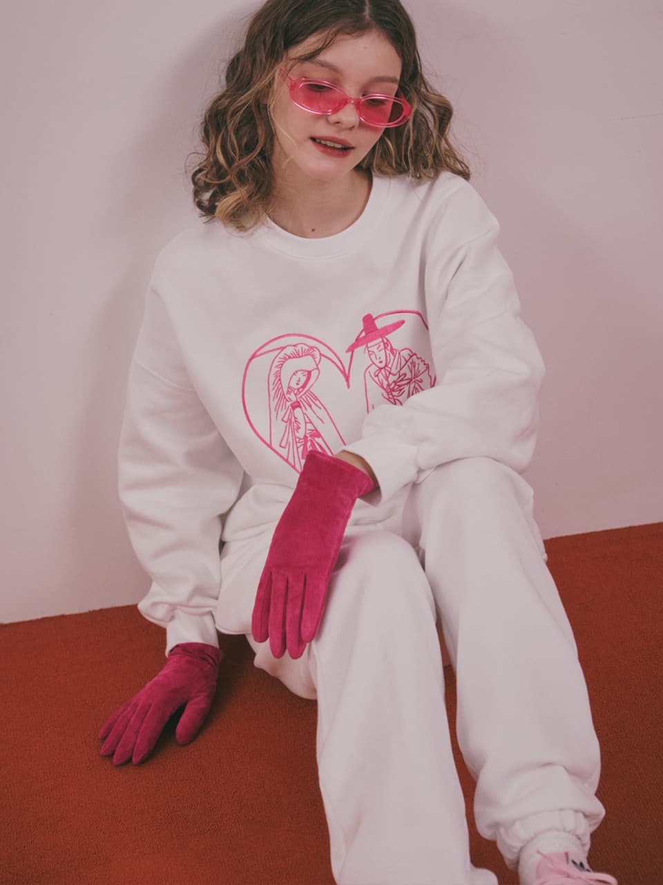 Lovers in the Moonlight Fleece Sweat Set-Up (White) — vue 5