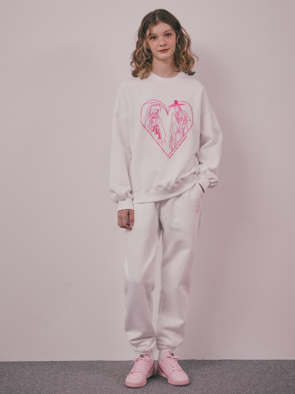 Lovers in the Moonlight Fleece Sweat Set-Up (White) — vue 7