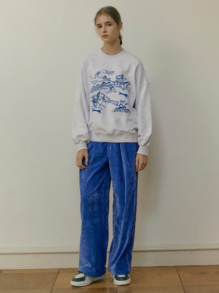 Velvet Wide Pants (Blue) — vue 3