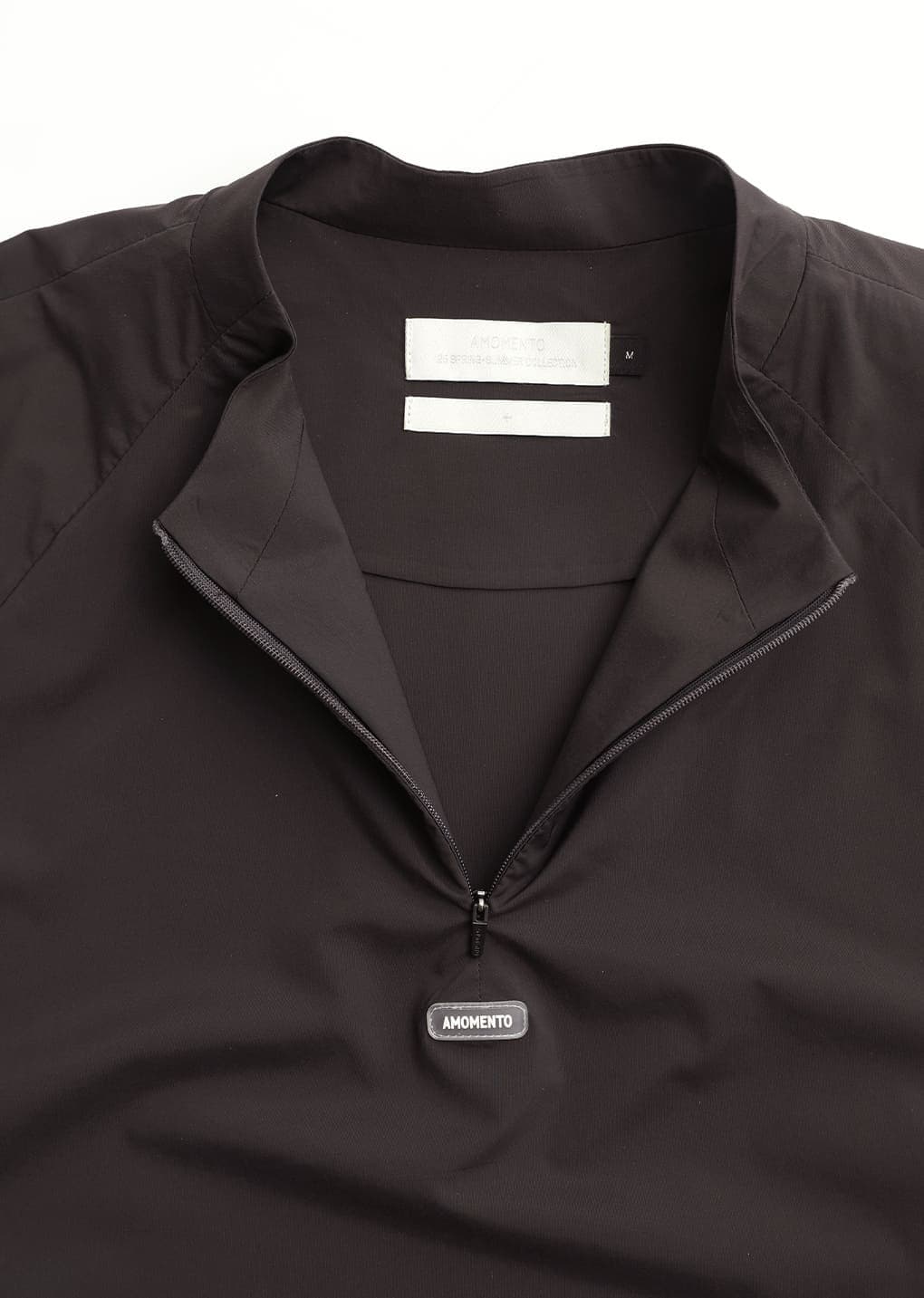 men's mock neck half zip up top, brown — vue 4