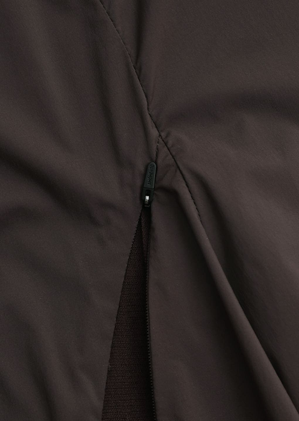 men's mock neck half zip up top, brown — vue 5
