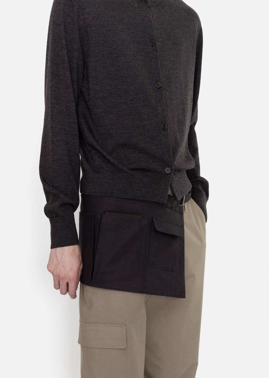 Men's Wool Cardigan, Charcoal — vue 5