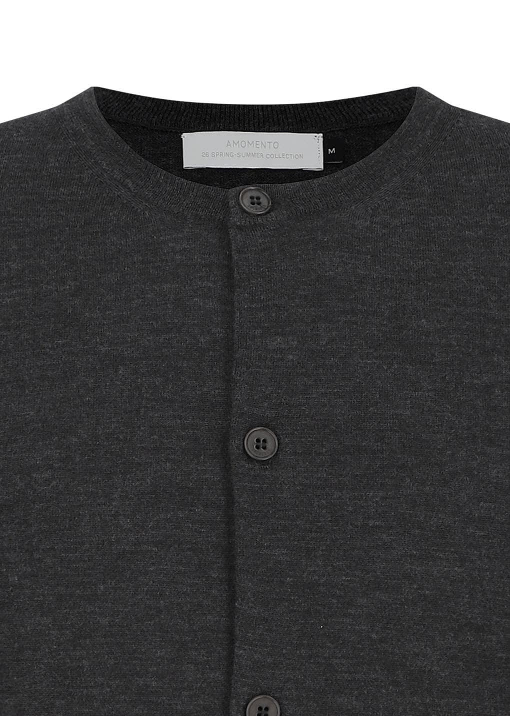 Men's Wool Cardigan, Charcoal — vue 8