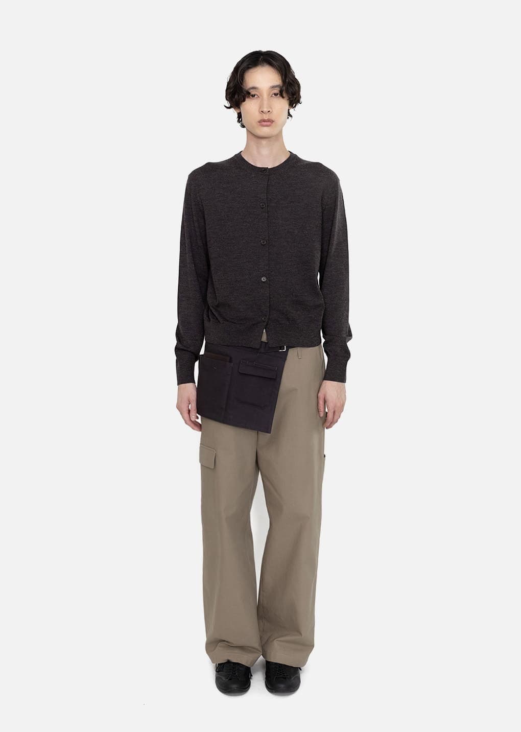 Men's Wool Cardigan, Charcoal — vue 1