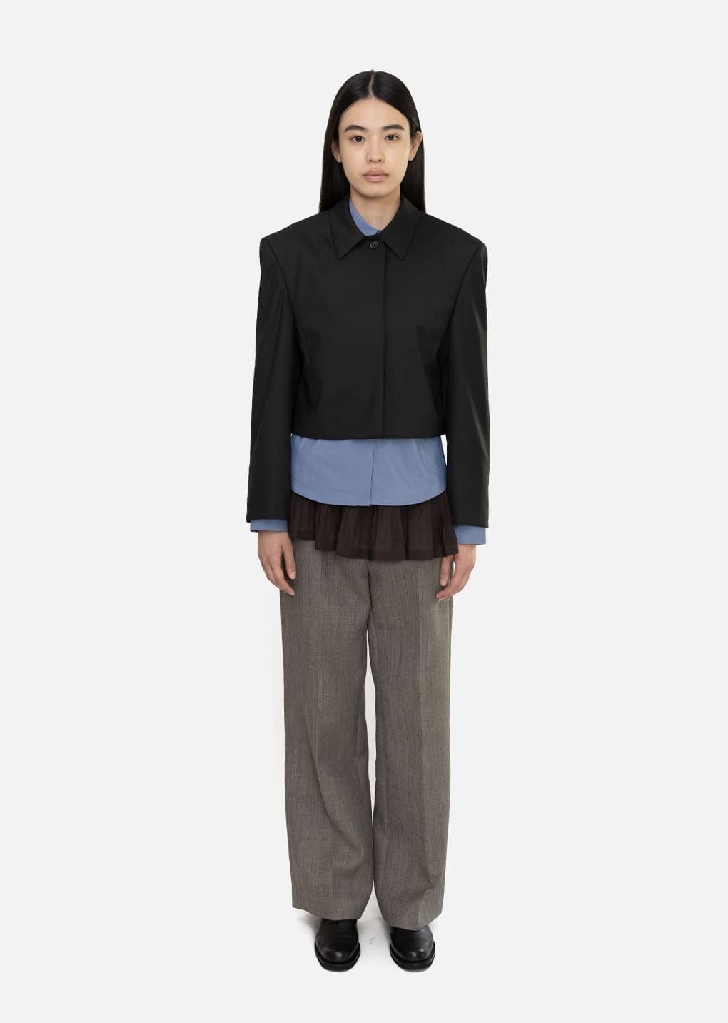 Wool Short Jacket, Black — vue 2