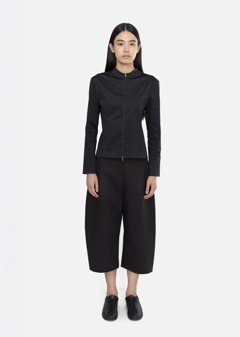 Slim Fit Zip Up Jumper, Black — vue 1