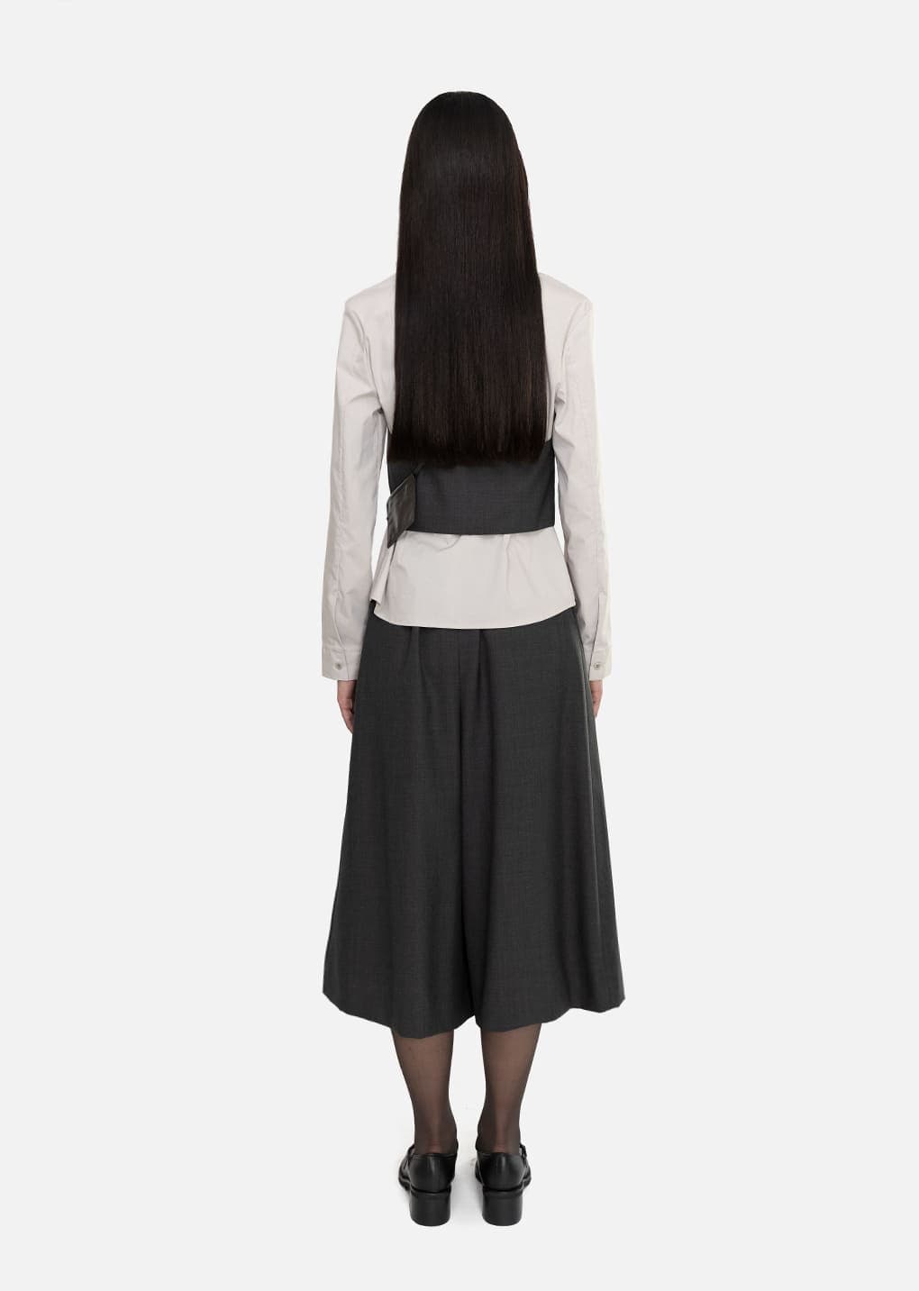 Wool Halterneck Top, Charcoal — vue 4