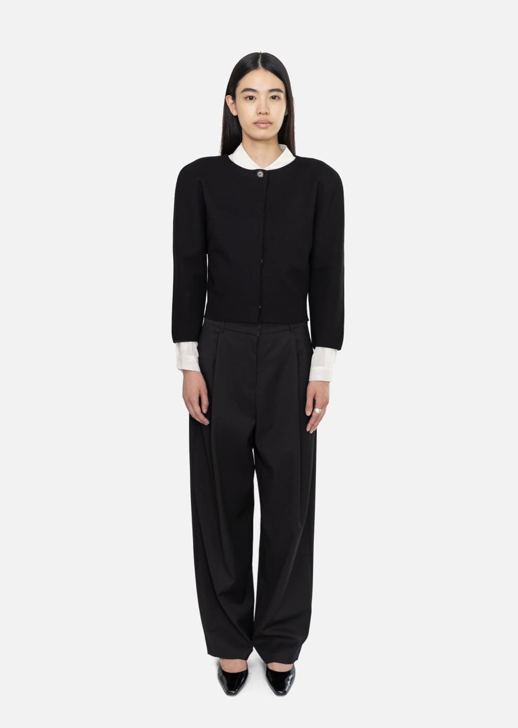 wide tuck pants, black — vue 1