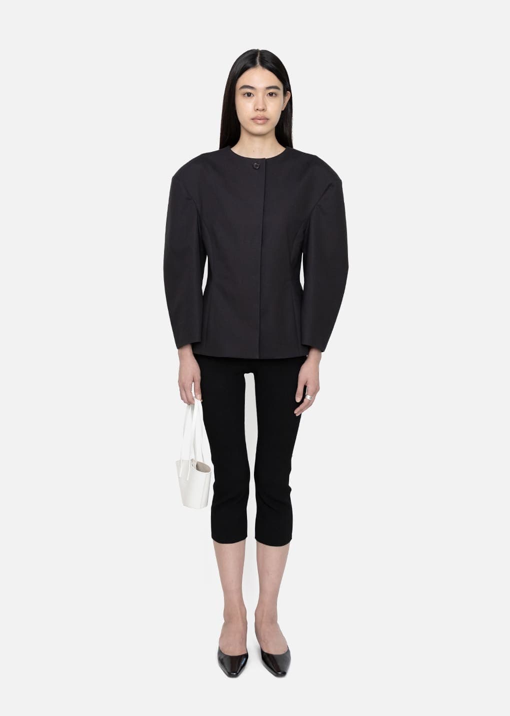 Wholegarment Knit Capri Pants, Black — vue 1