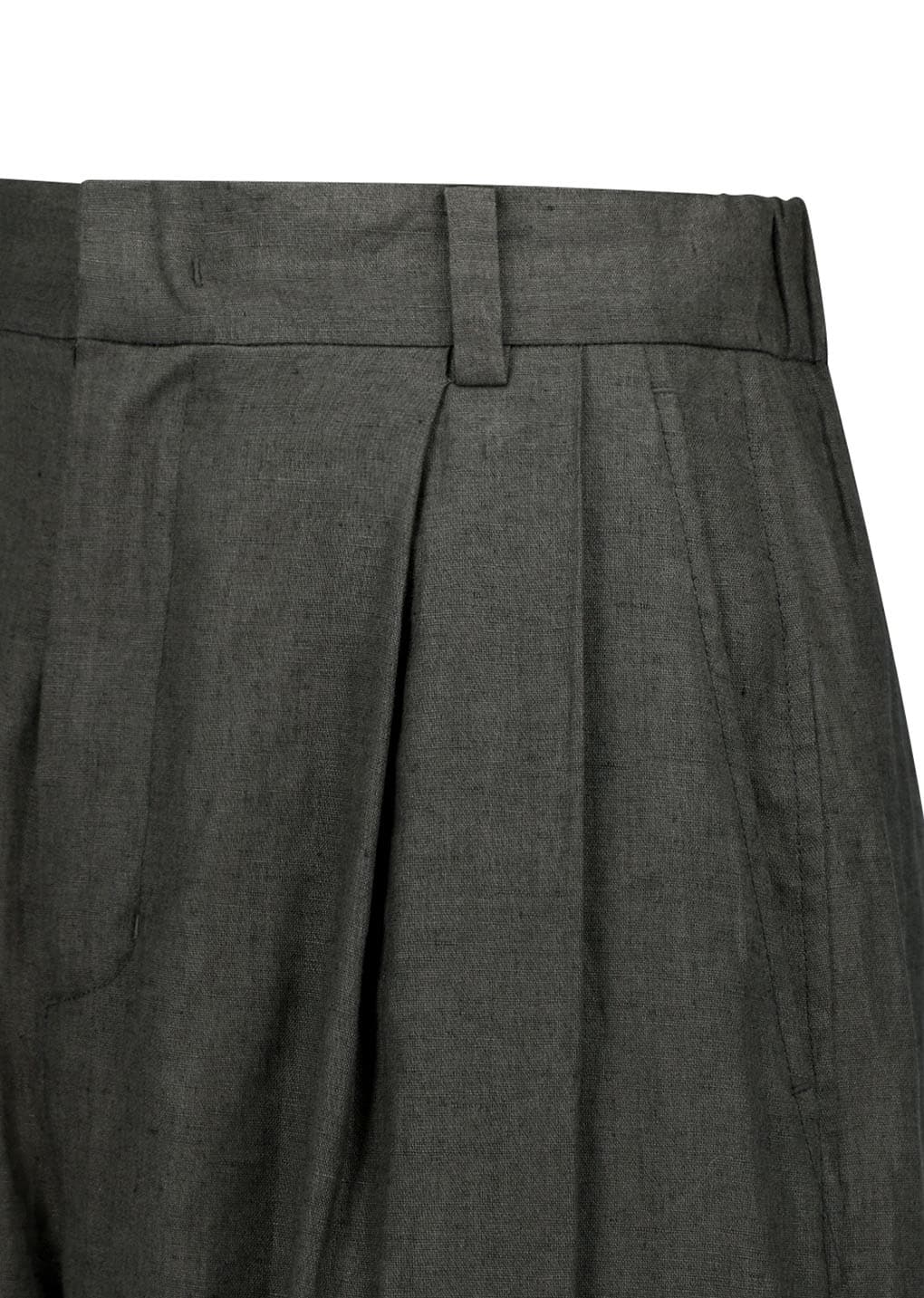 Linen Two Tuck Wide Pants, Khaki Grey — vue 7