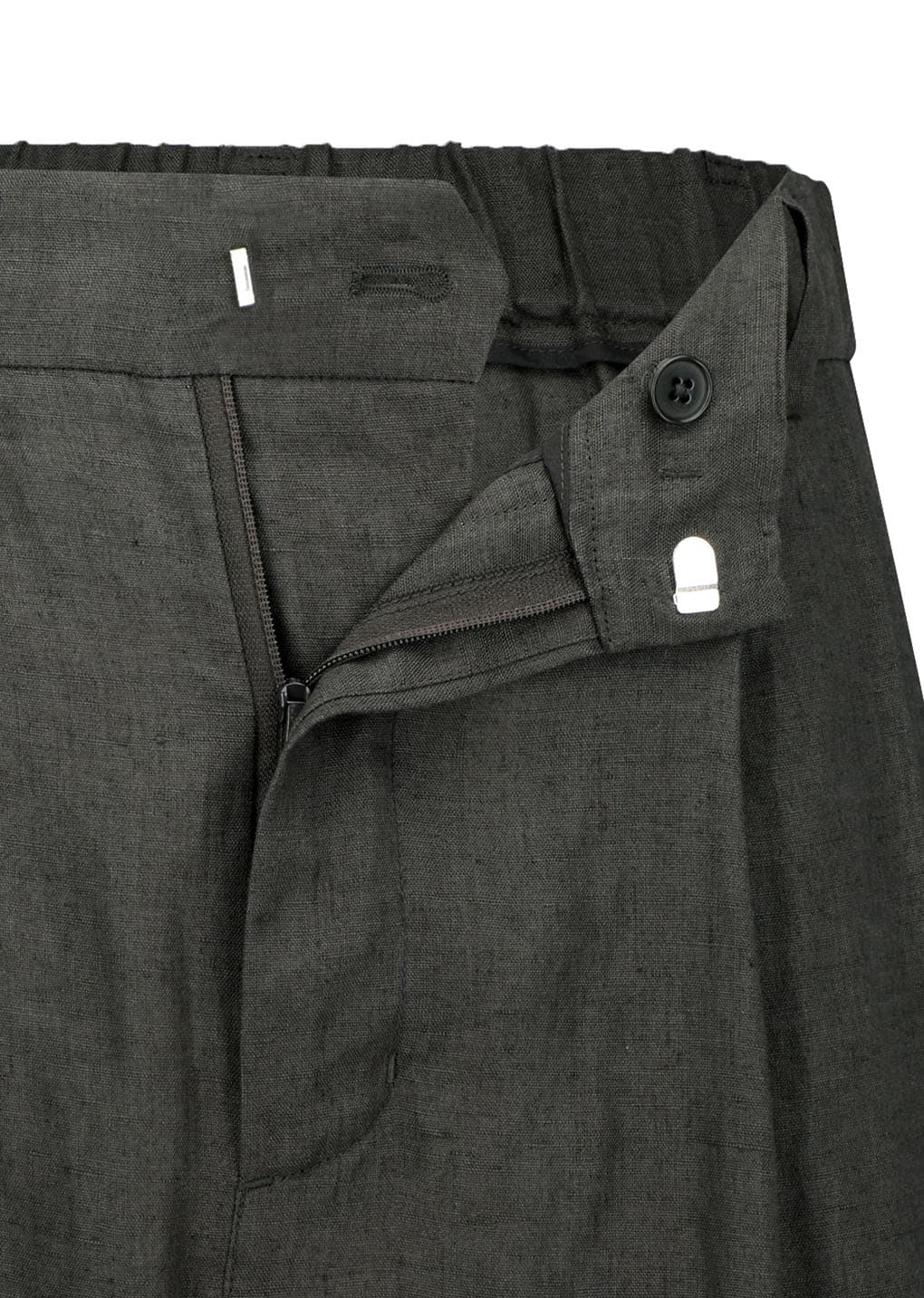 Linen Two Tuck Wide Pants, Khaki Grey — vue 8