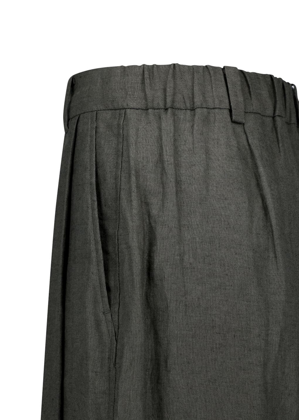 Linen Two Tuck Wide Pants, Khaki Grey — vue 9