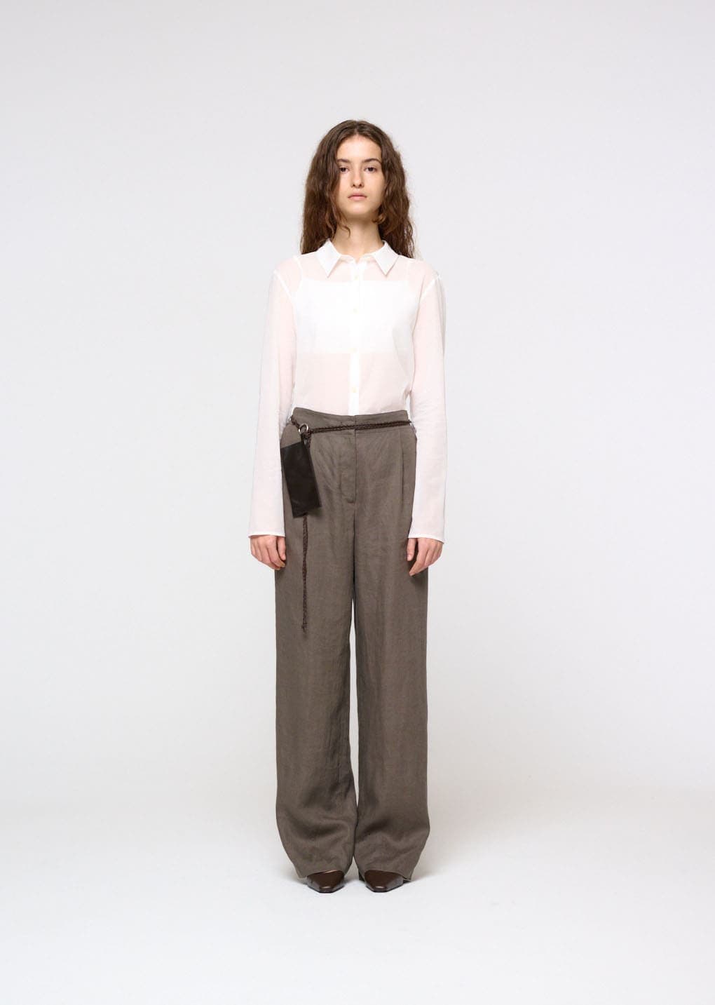 Linen Tuck Pants, Khaki — vue 2