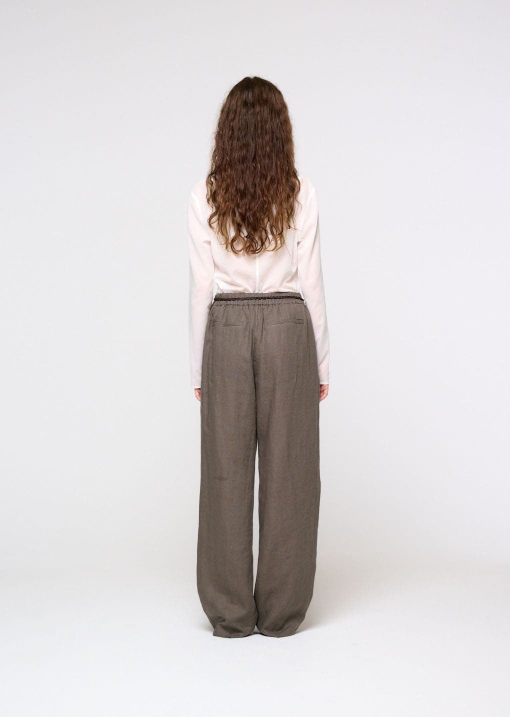 Linen Tuck Pants, Khaki — vue 4