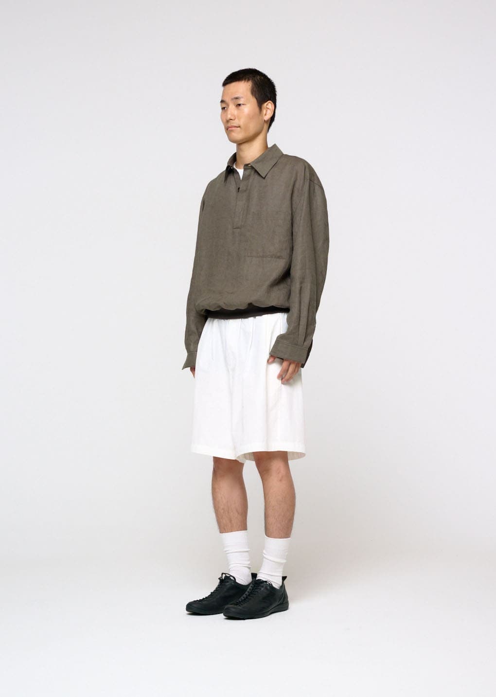 Linen Pullover, Khaki — vue 3