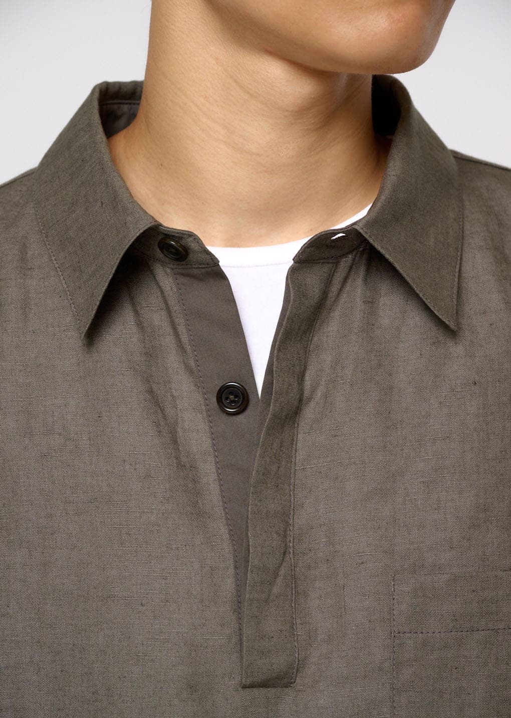 Linen Pullover, Khaki — vue 5