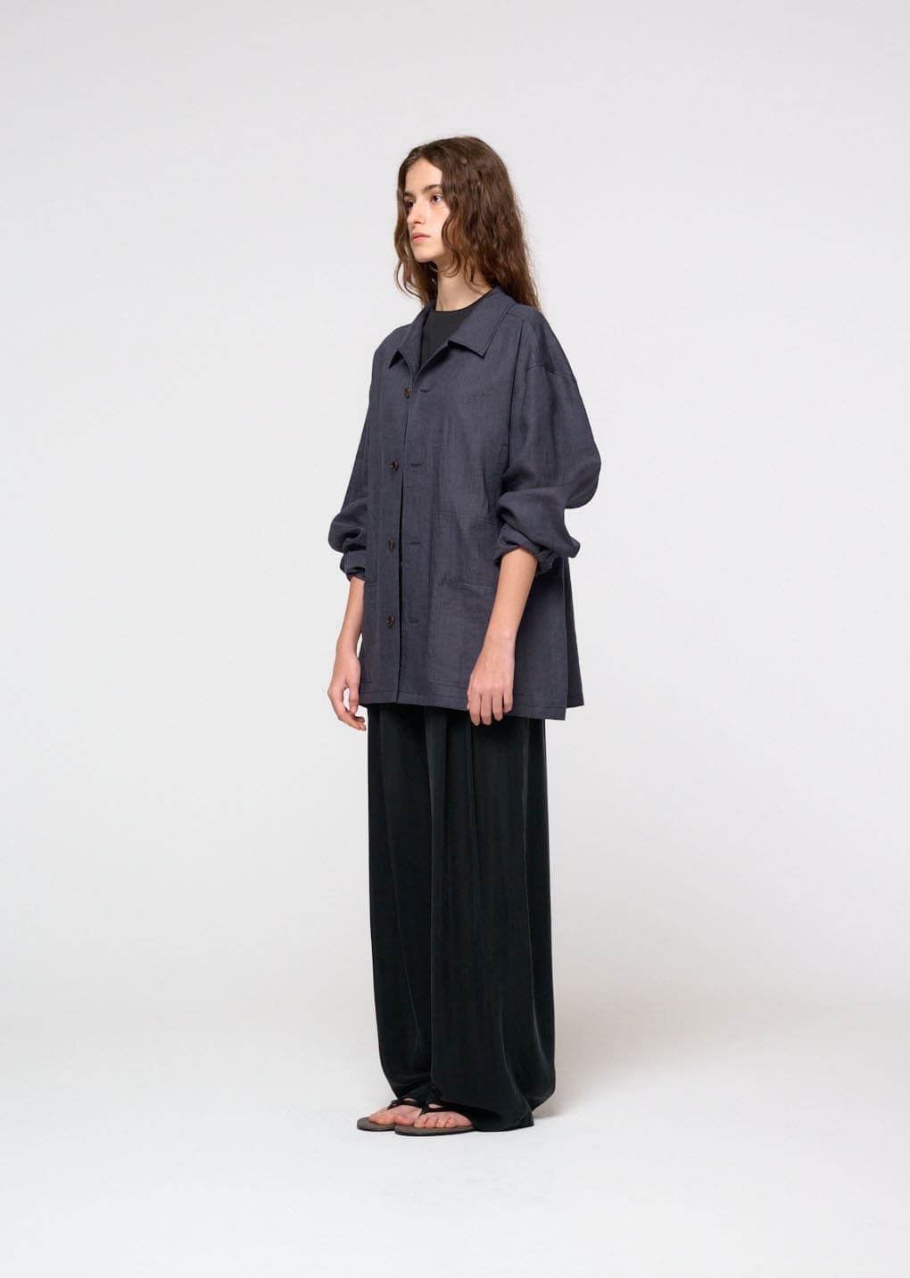 Linen Pocket Jacket, Blue — vue 7