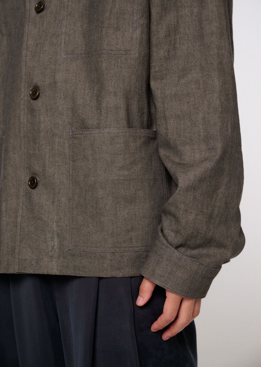 Linen Pocket Jacket, Brown — vue 5