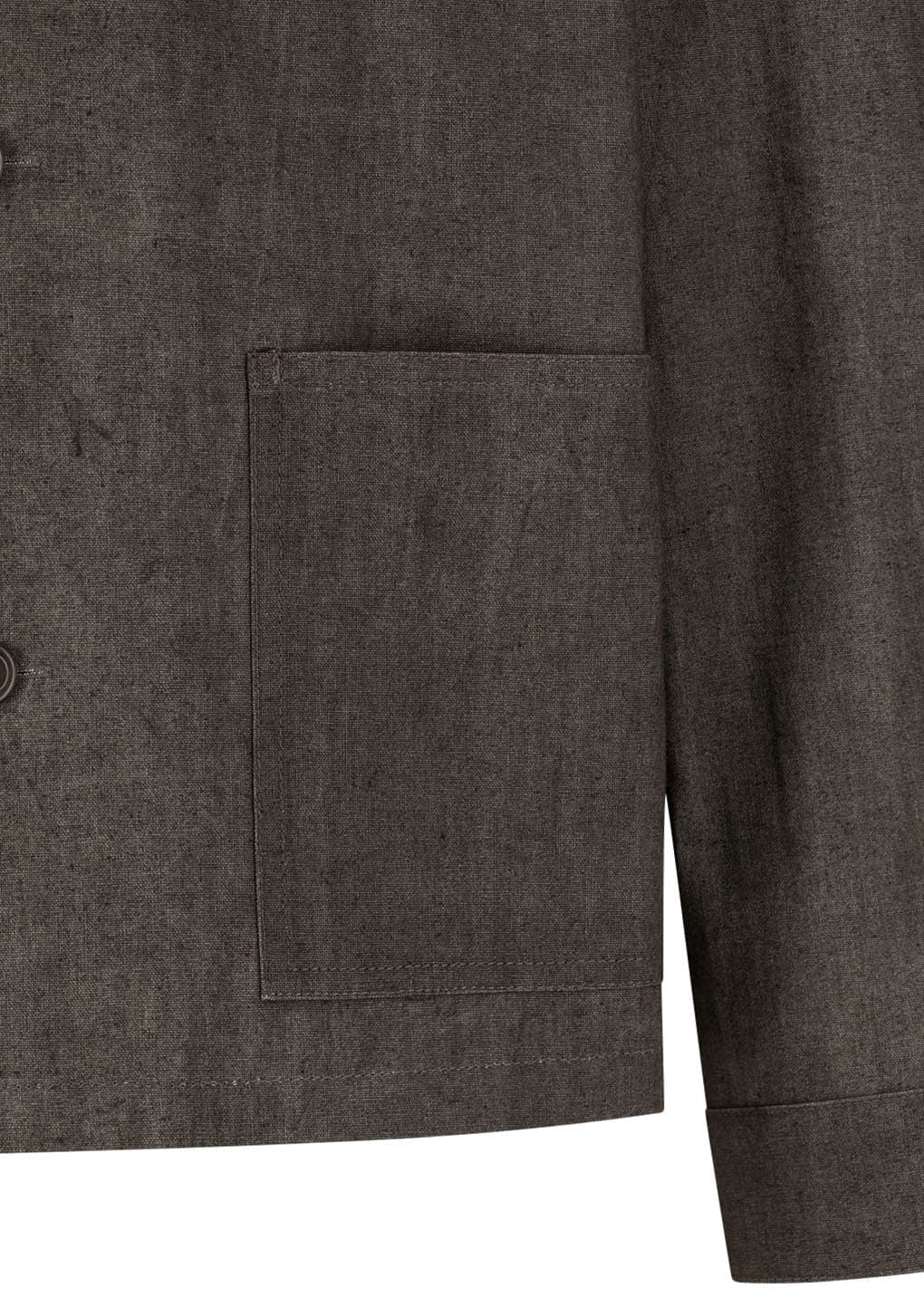 Linen Pocket Jacket, Brown — vue 10