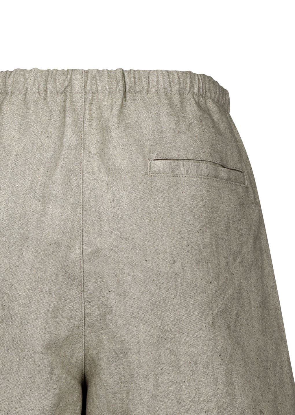 Linen Drawstring Shorts, Beige — vue 9