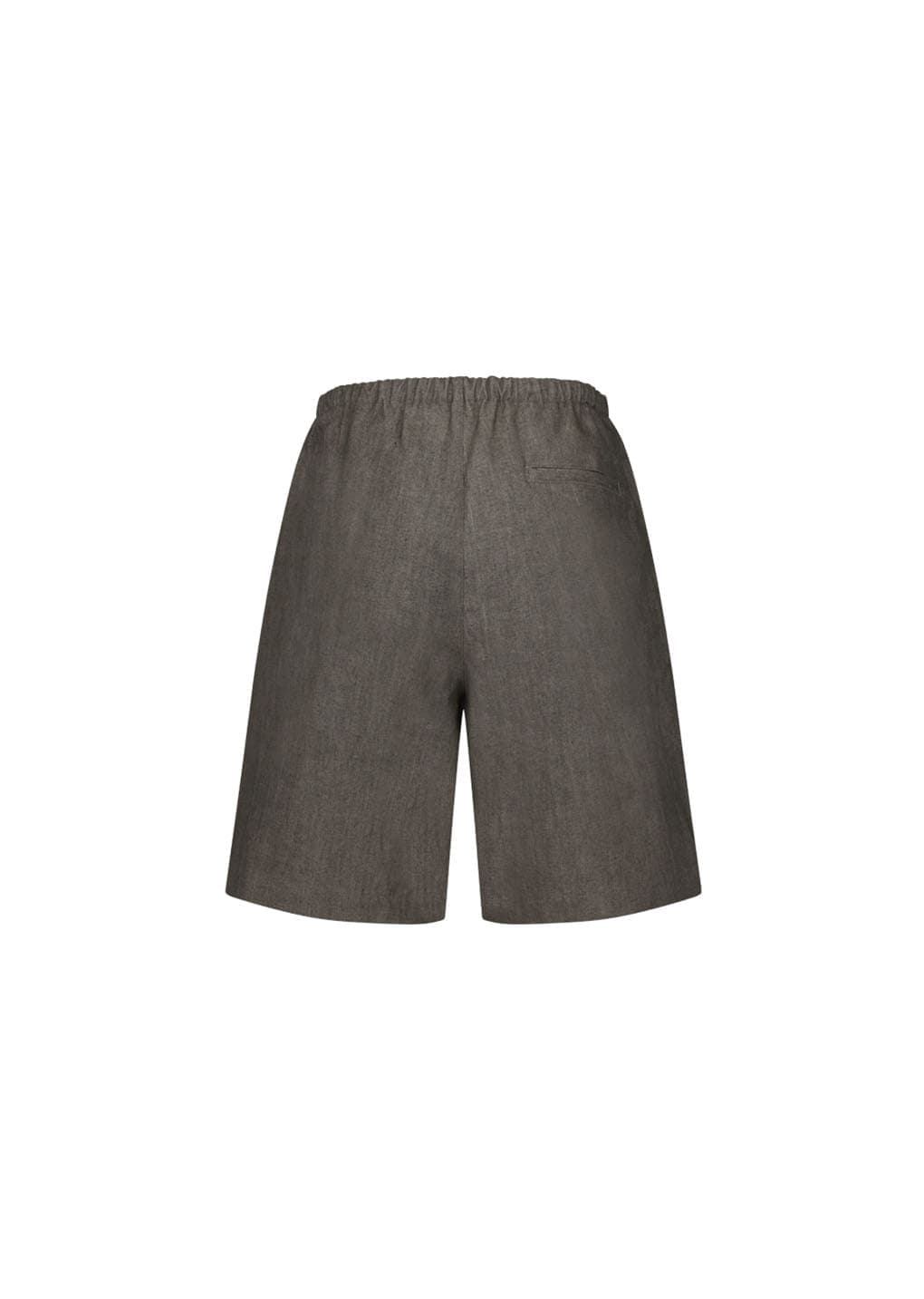 Linen Drawstring Shorts, Brown — vue 6