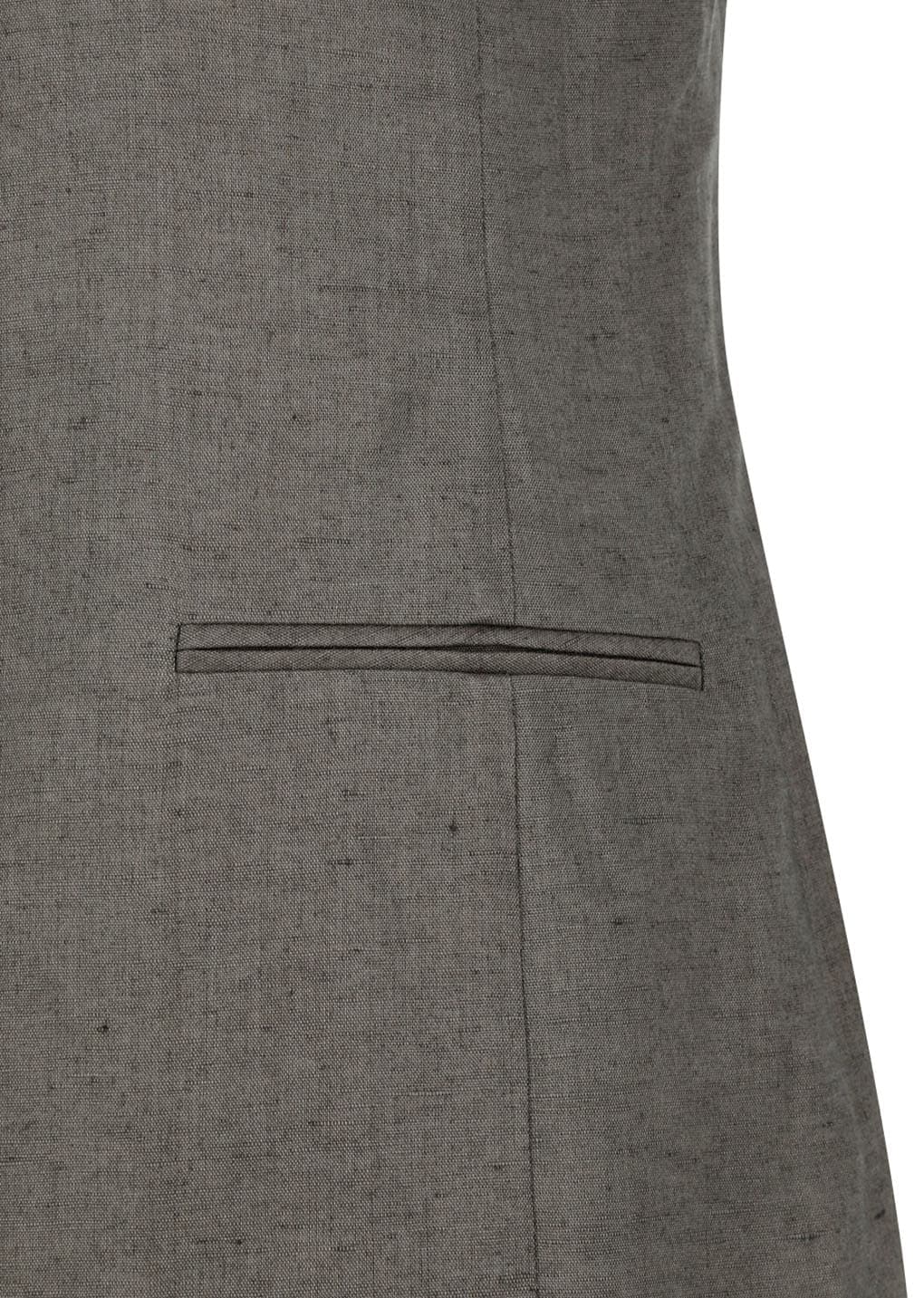 Linen Curved Vest, Khaki — vue 10