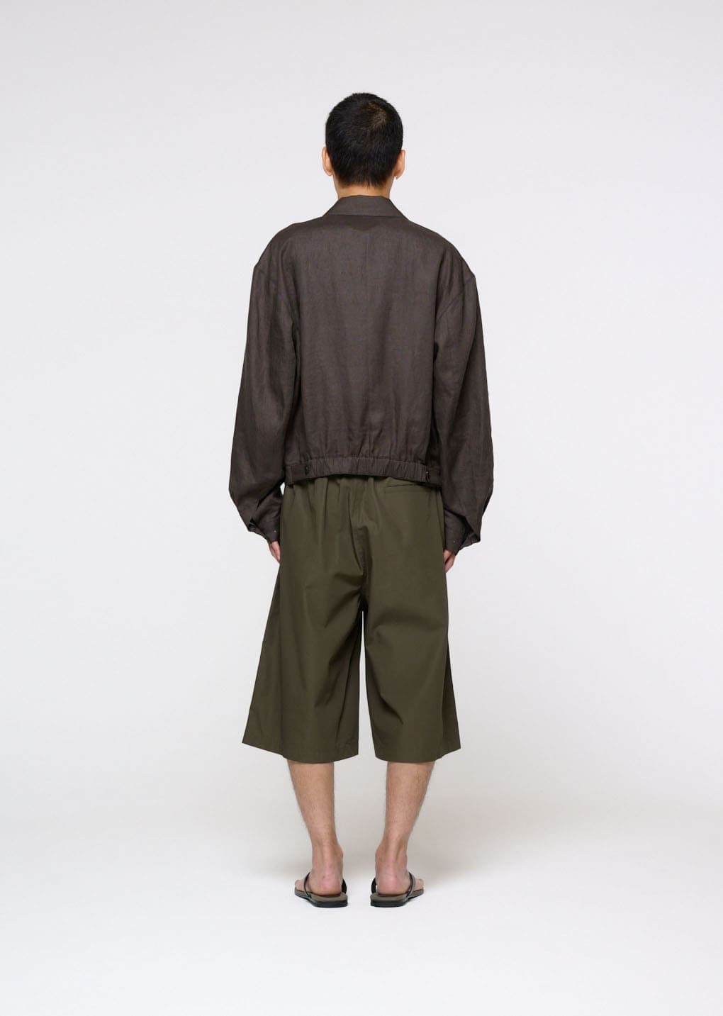 Linen Crop Jacket, Khaki Grey — vue 4