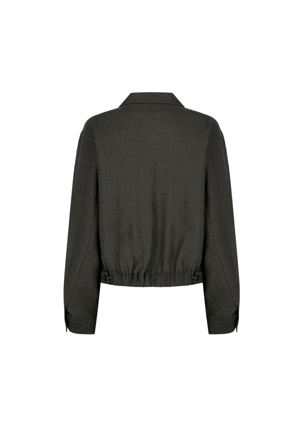 Linen Crop Jacket, Khaki Grey — vue 7