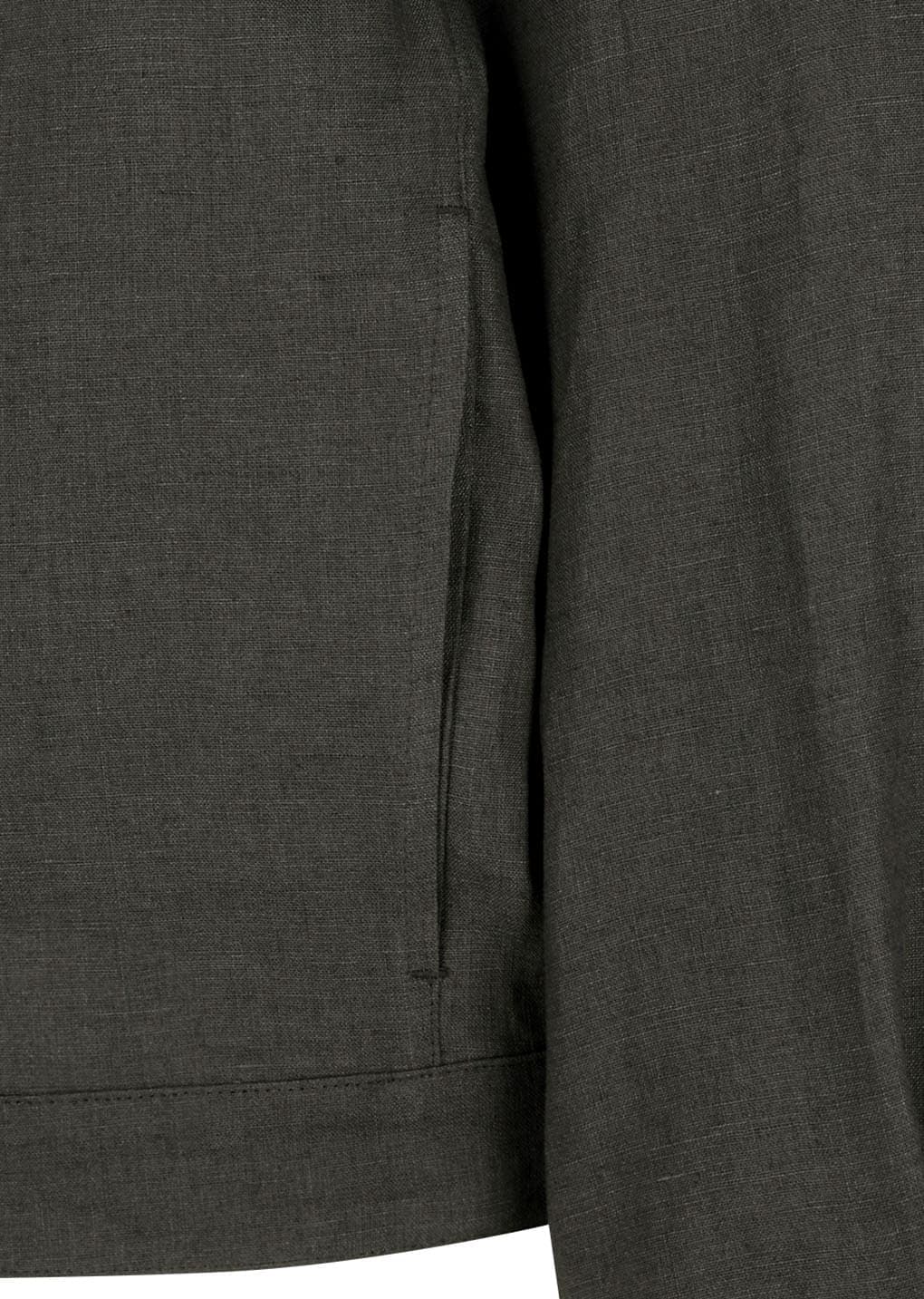Linen Crop Jacket, Khaki Grey — vue 10