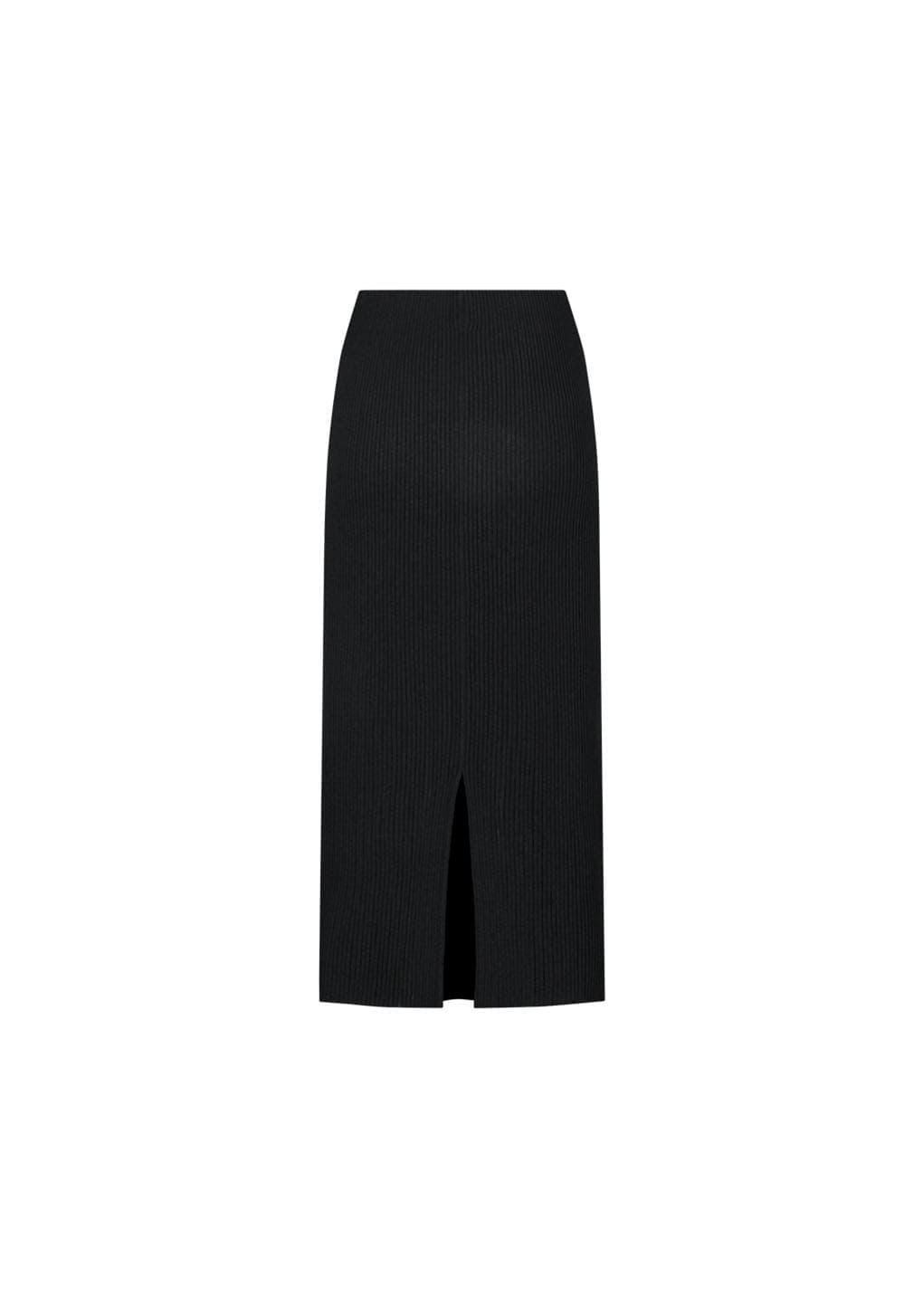 Pleats Knit Maxi Skirt, Black — vue 3