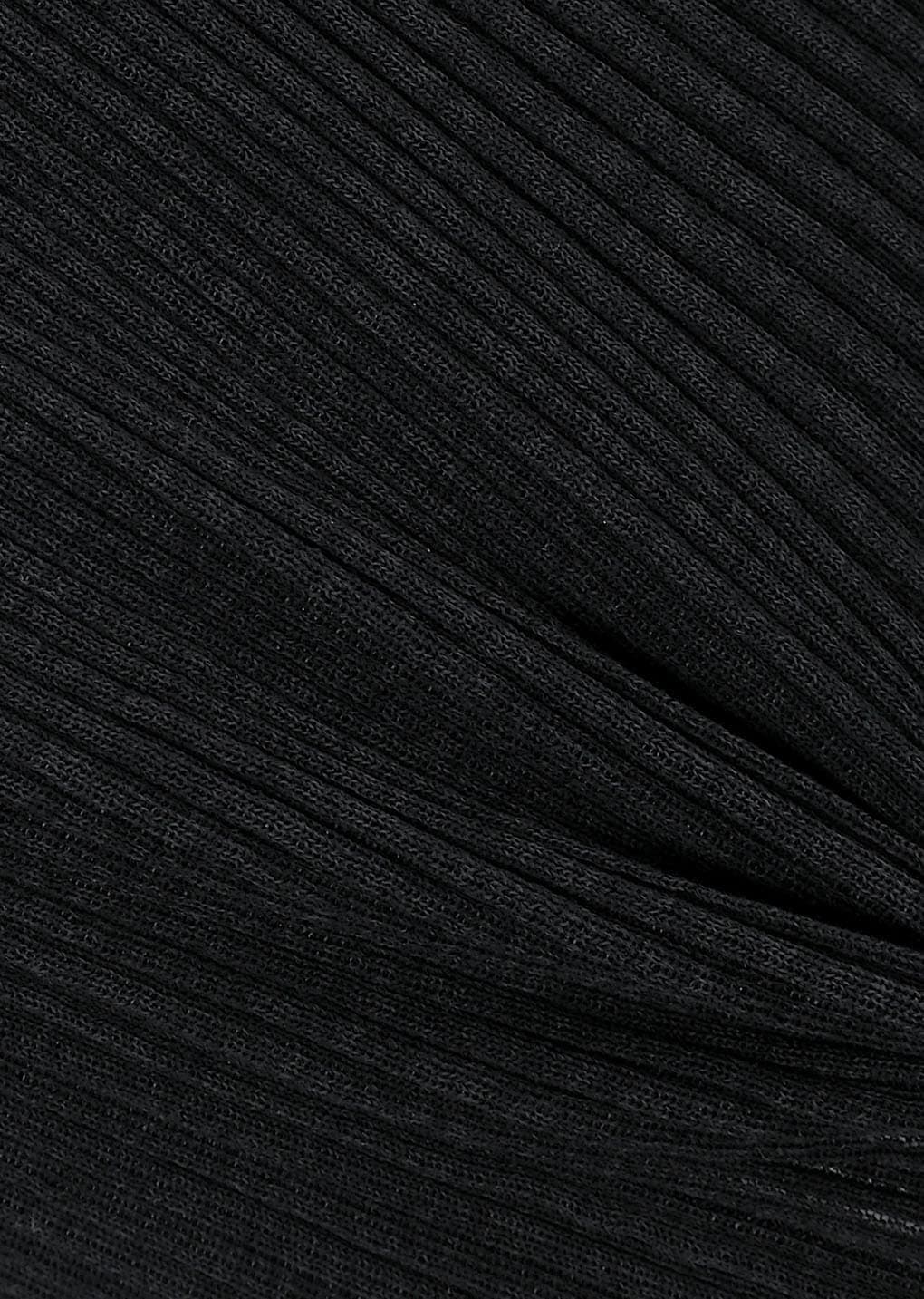 Pleats Knit Maxi Skirt, Black — vue 8