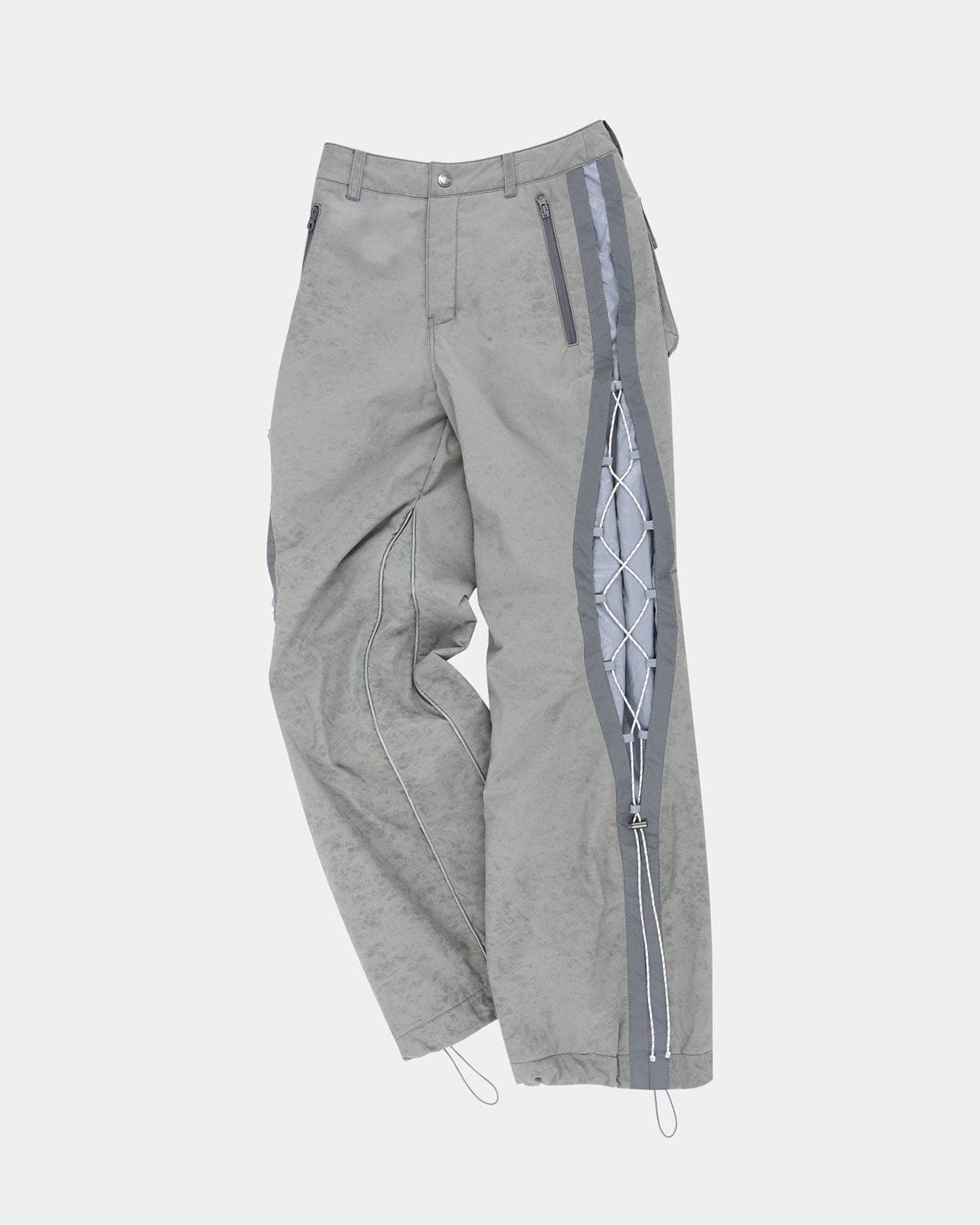 Crack Padded Lace-Up Wide Pants (Grey) — vue 3