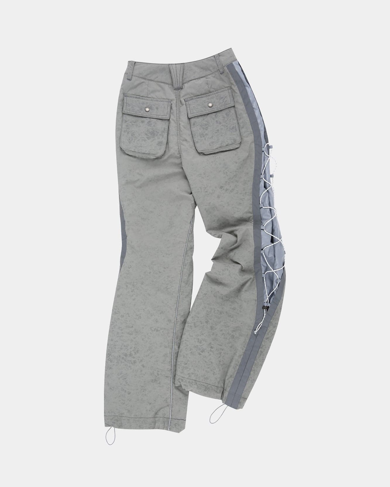 Crack Padded Lace-Up Wide Pants (Grey) — vue 4